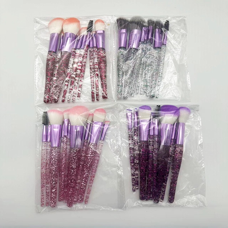 Factory wholesale of 10 sets of makeup brushes, scallion brushes, handle brushes, beauty tools, makeup tools, loose powder and concealer brushes pic 11
