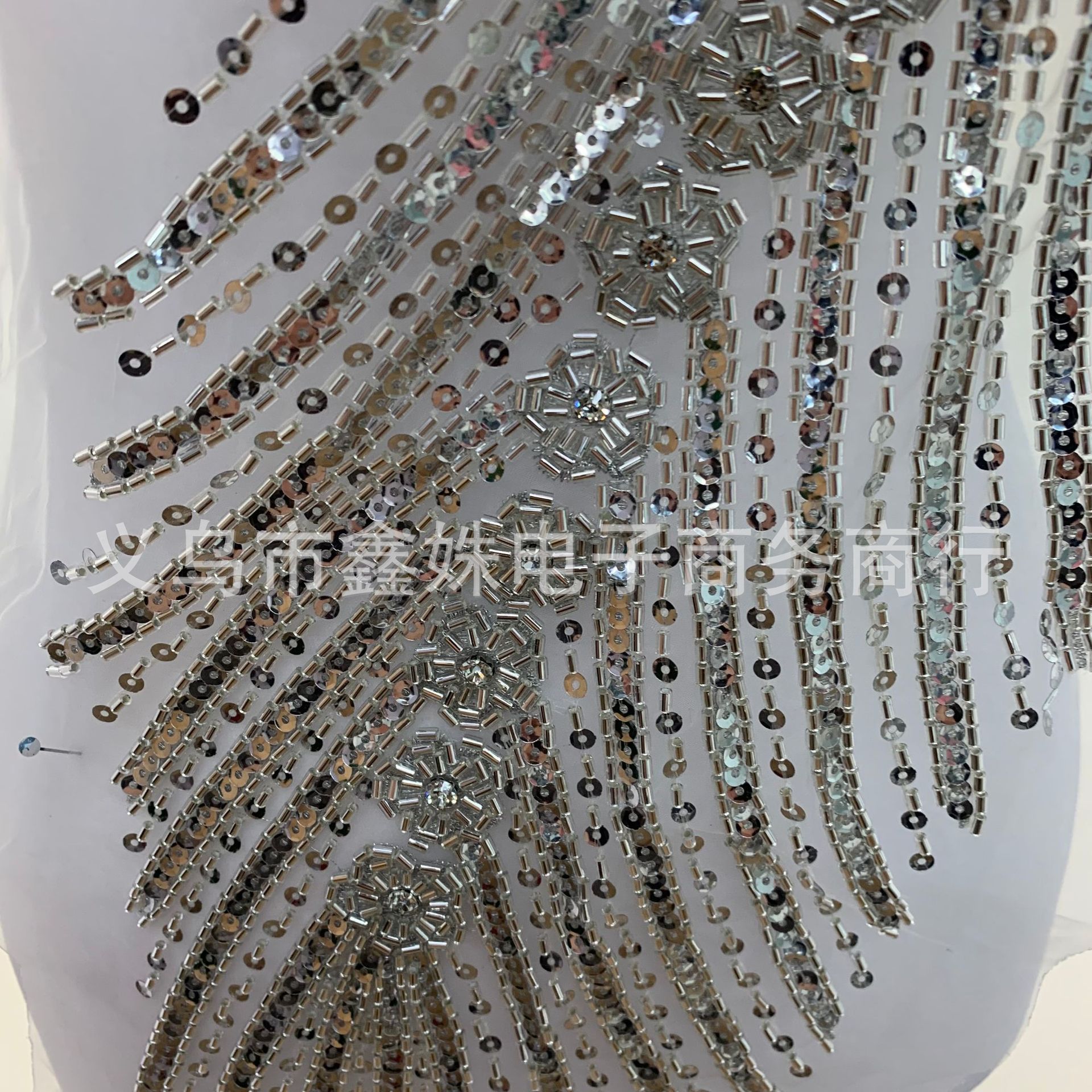 Exquisitely crafted high-quality silver round-neck beaded applique DIY clothing accessories pic 6