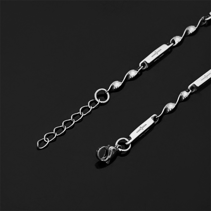 莫比乌斯星芒十字竹节链不掉色潮男配饰扭曲拼接坠链ins钛钢手链详情6