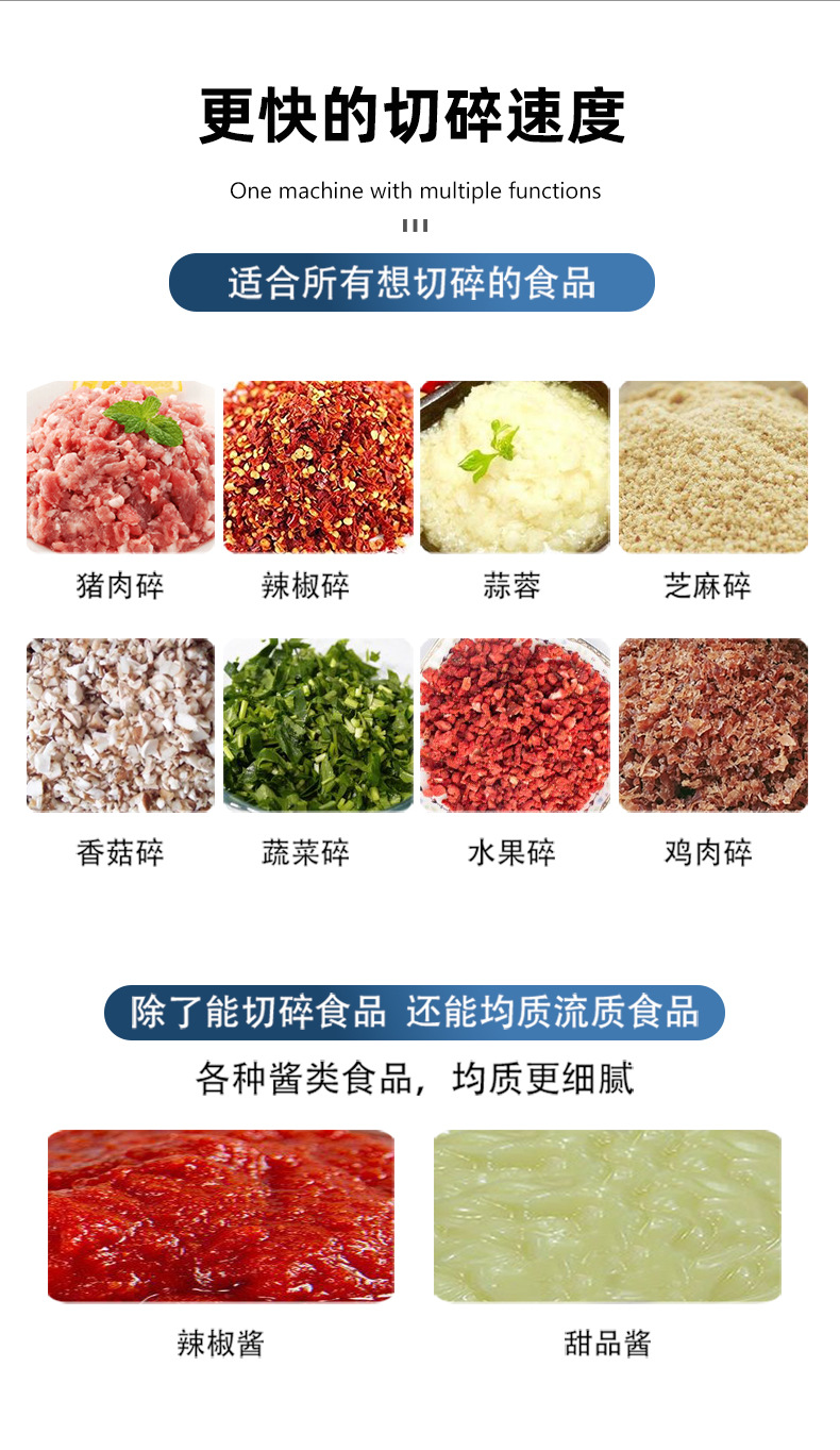 商用食物切碎机不锈钢电动碎肉机3升5升10升15升蒜肉泥蔬菜打浆机详情3