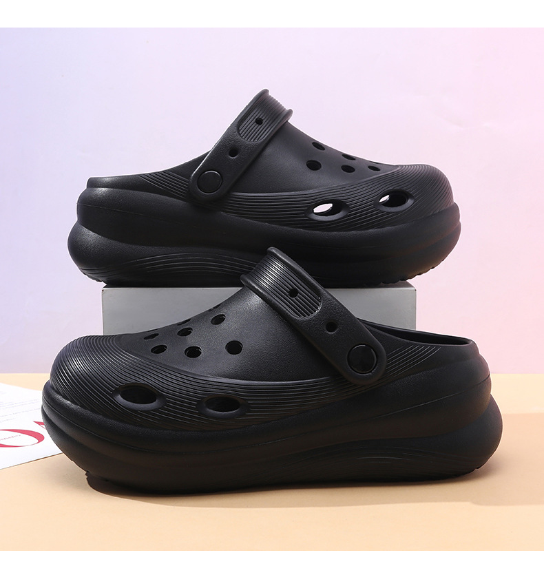 夏季高跟EVA洞洞鞋女 增高厚底户外沙滩凉拖鞋防滑防臭踩屎感拖鞋详情18