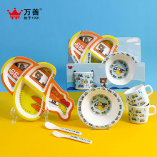 密胺儿童餐具整套送礼批发创意卡通宝宝辅食碗幼儿园分格餐盘碗杯详情6