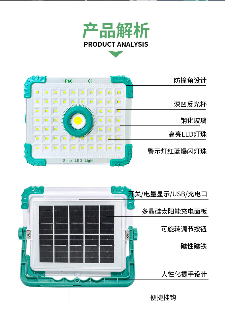 New solar floodlight, portable lamp, outdoor camping lamp, ultra-bright portable household mobile emergency lighting bulb pic 26