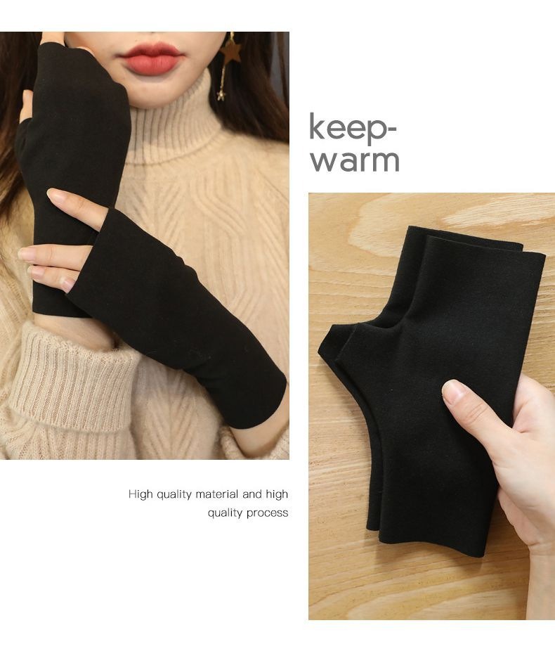 De Rong warm gloves, half-finger gloves, flexible writing, half-finger gloves with pockets, suitable for both men and women, self-heating wrist guards pic 6