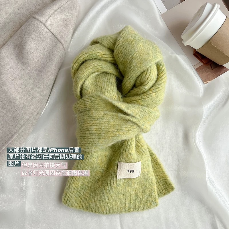 Soft and fluffy egg wool and yarn scarf for women, winter soft and glutinous knitted warm and thick ins student scarf manufacturer pic 13