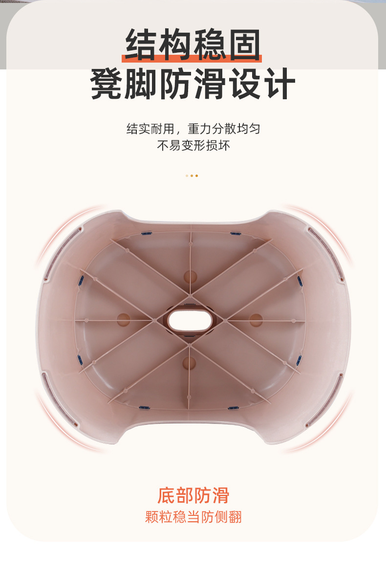 皮纹塑料小凳子家用矮凳儿童凳可叠放小板凳加厚浴室防滑凳胶凳子02102-0246详情5