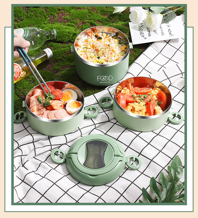 Yimai 304 stainless steel portable multi-layer lunch box for office workers, large-capacity insulated lunch box for students pic 23