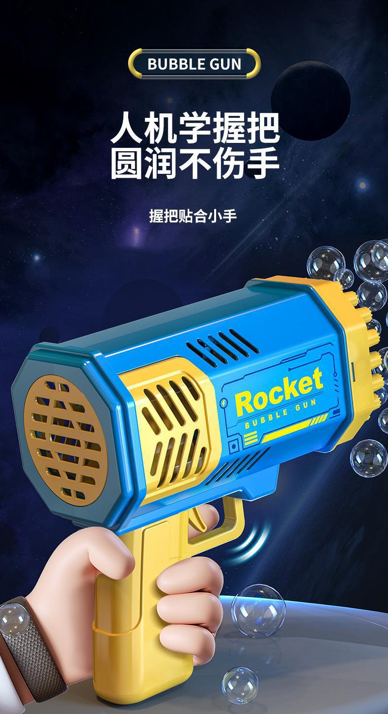 跨境儿童40孔火箭筒灯光全自动手持泡泡枪MINI版加特林电动吹泡泡详情8