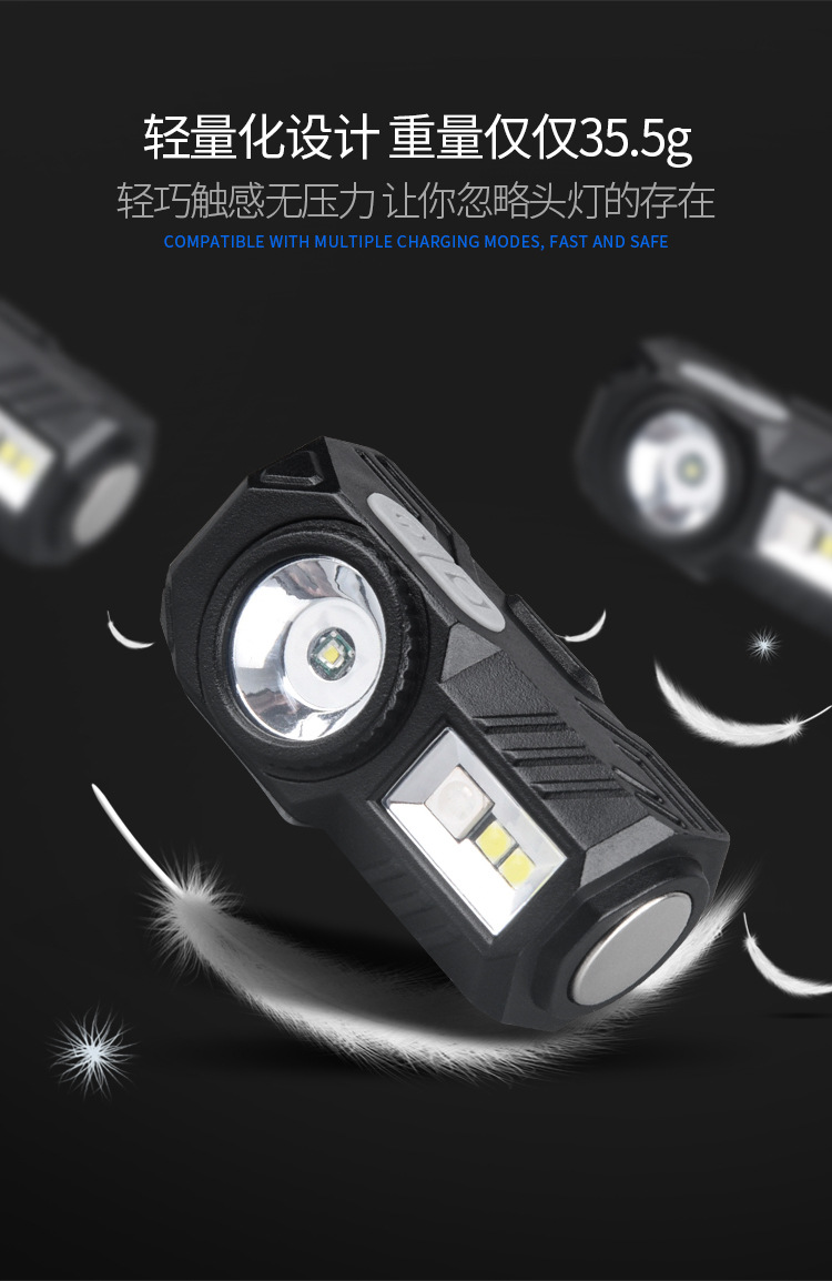 T131 Light sensor headlamp USB charging night fishing lamp Running cap clipper headlamp Wearing dual-purpose four-source LED headlamp pic 17