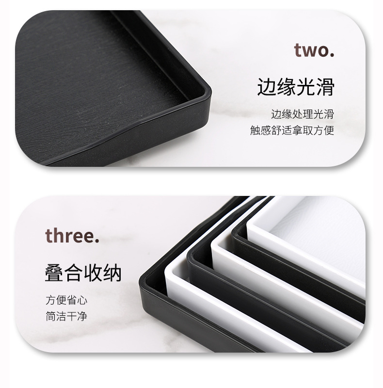 Hotel rectangular tea cup tray, anti-slip towel tray, room storage tray, plastic right-angle drag tray, commercial use in hotels pic 13