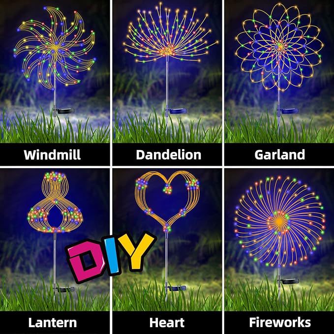Firework lanterns, outdoor solar ground-mounted light strings, Christmas courtyard cross-border TEMU bestsellers, LED garden decorative lights pic 6