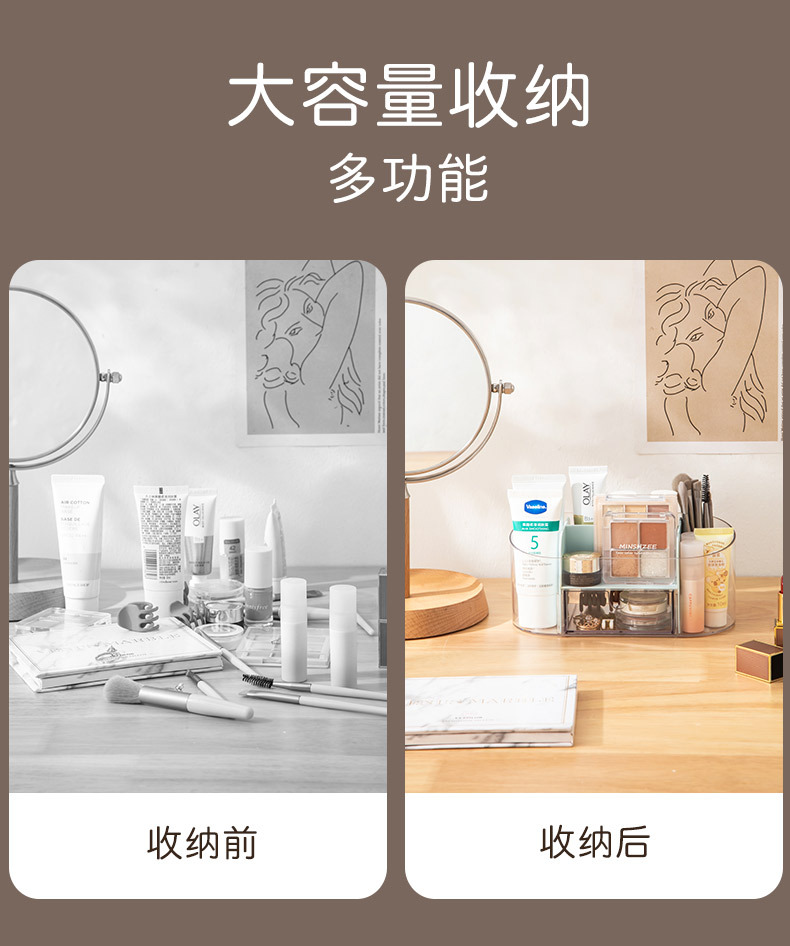 眉笔刷子口红化妆品收纳盒抽屉卧室桌面塑料整理盒严选生活百货详情4