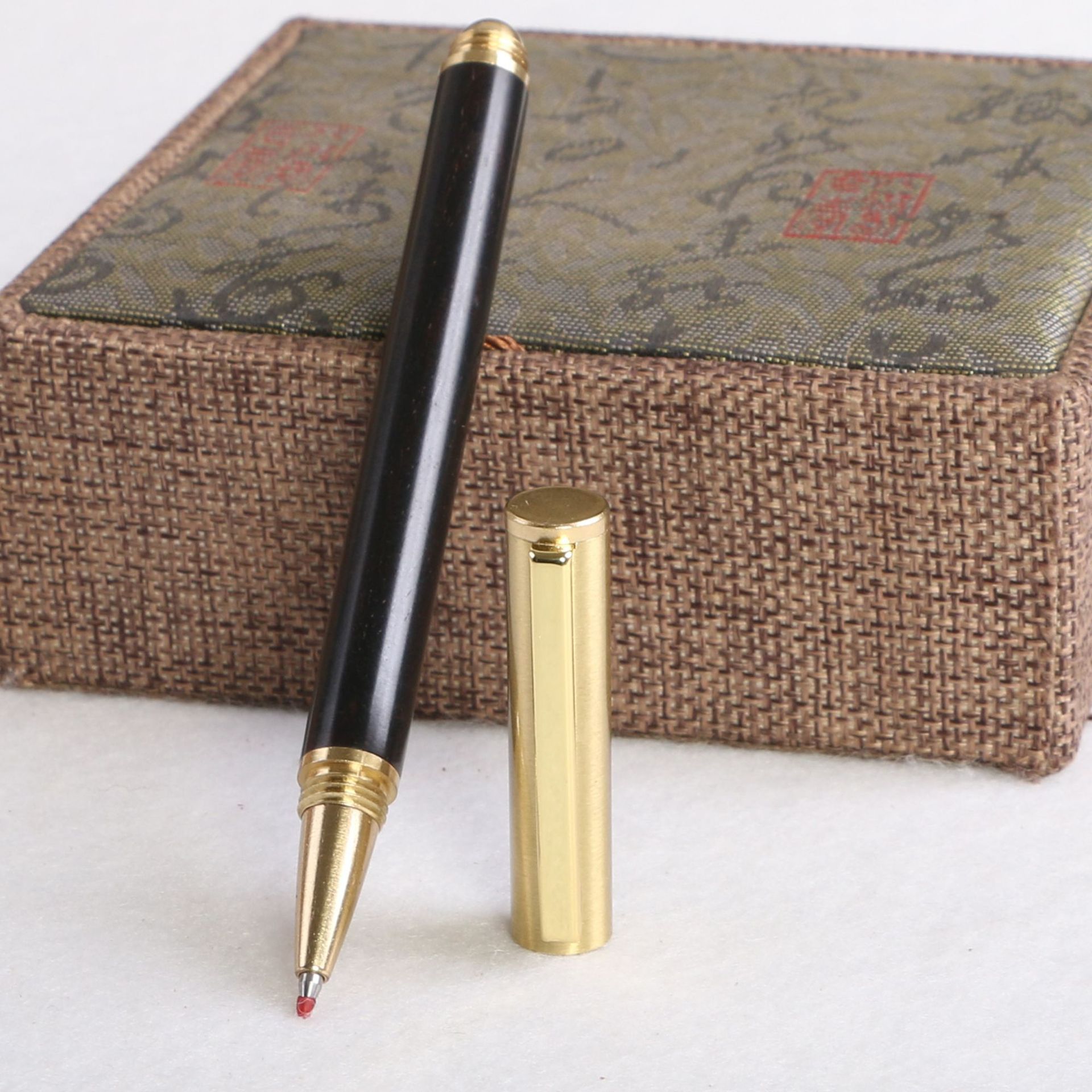 Wooden business pearl signature pen, brass solid wood pen clip, gel pen, LOGO printed, laser customized signature pen pic 21