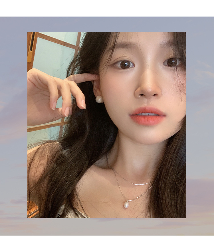 925纯银磨砂光面耳钉2023年新款潮气质名媛高级感冷淡风耳饰详情9