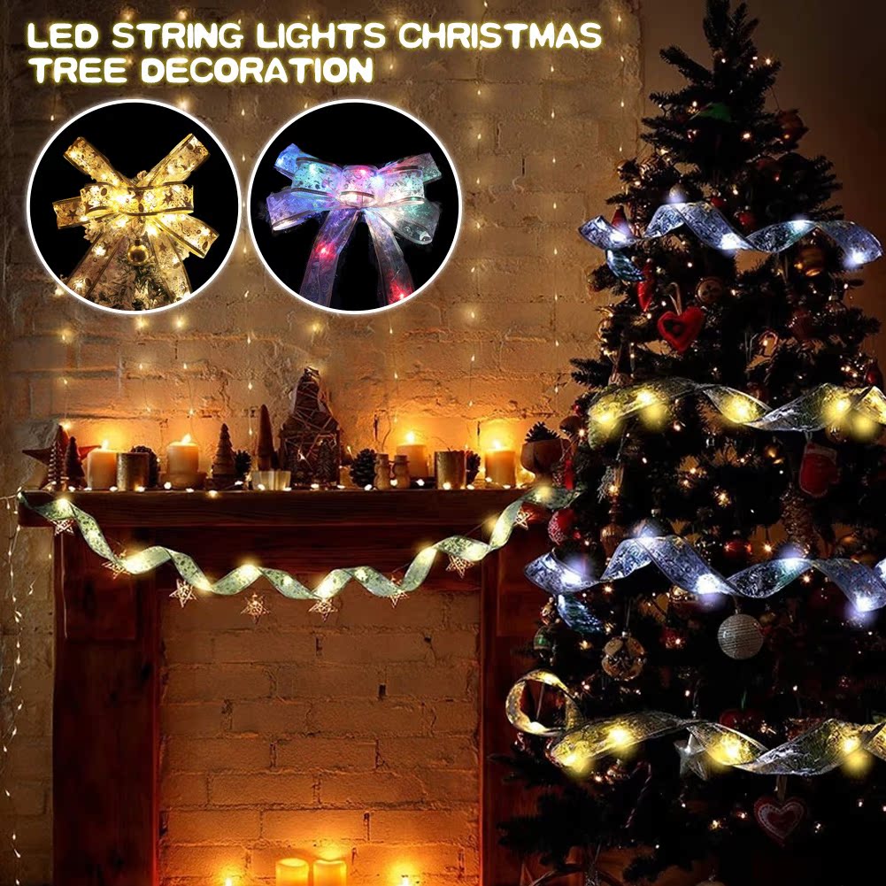 In stock: Silk ribbon lights, LED ribbon lights, Christmas tree decorative lights, string lights, festival wedding gift boxes, packaged ribbon light strings pic 5
