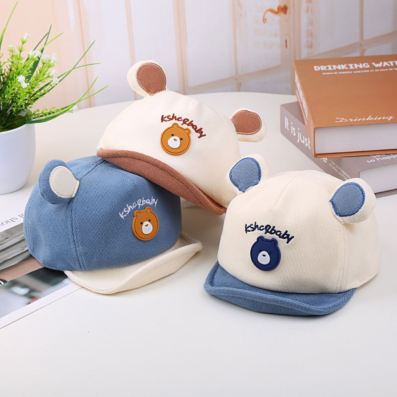 婴儿鸭舌帽春秋可爱超萌小熊拼色男女儿童棒球帽软檐宝宝帽子秋季详情5
