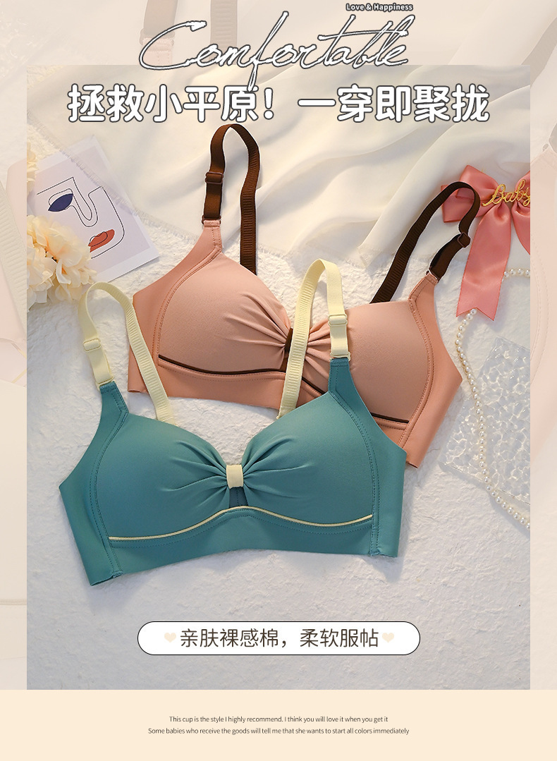 T跨境热销夏季无痕内衣小胸聚拢薄款文胸防下垂美背无钢圈软内衣详情4