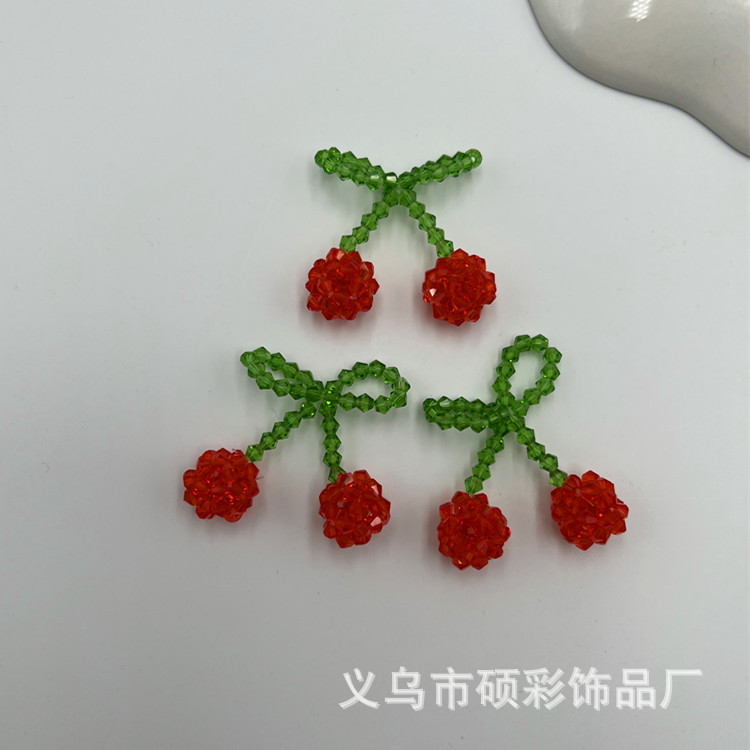 Factory stock of hand-woven beaded crystal cherry fashion accessories, necklaces, earrings, pendants, DIY handicrafts pic 1