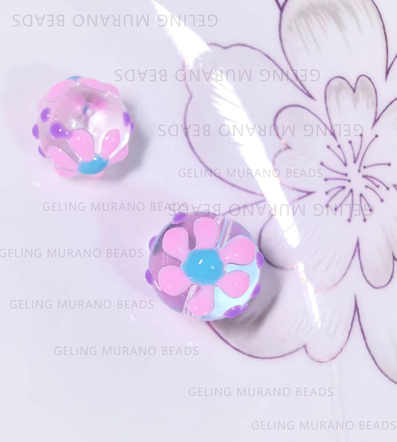 手绘趣味滴油琉璃散珠花朵 手工DIY串珠手链耳环项链饰品配件批发详情11