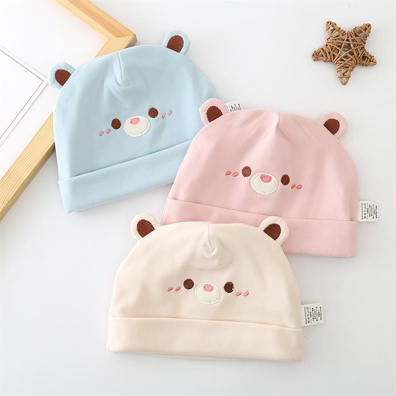 秋冬月子帽双层纯棉产妇坐月子保暖防风帽子孕妇帽时尚可爱小熊帽详情1