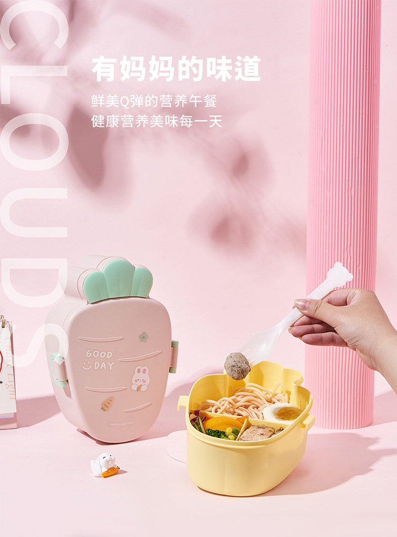 高颜值儿童餐具卡通可爱饭盒学生午餐盒分格便当盒可微波便携轻食详情4