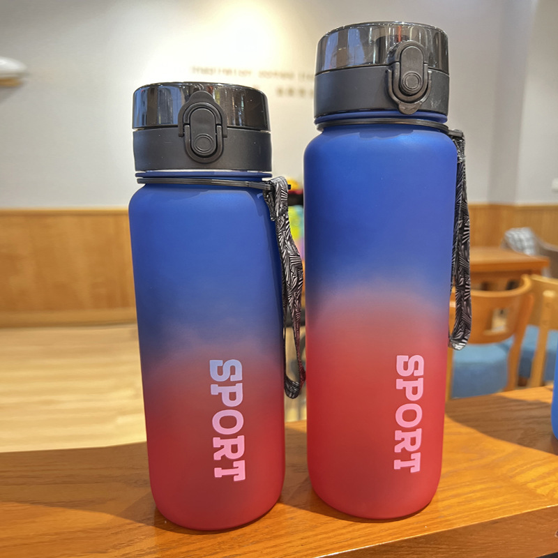 亚马逊运动健身大容量磨砂渐变摇摇杯防摔户外学生男女塑料水壶详情5