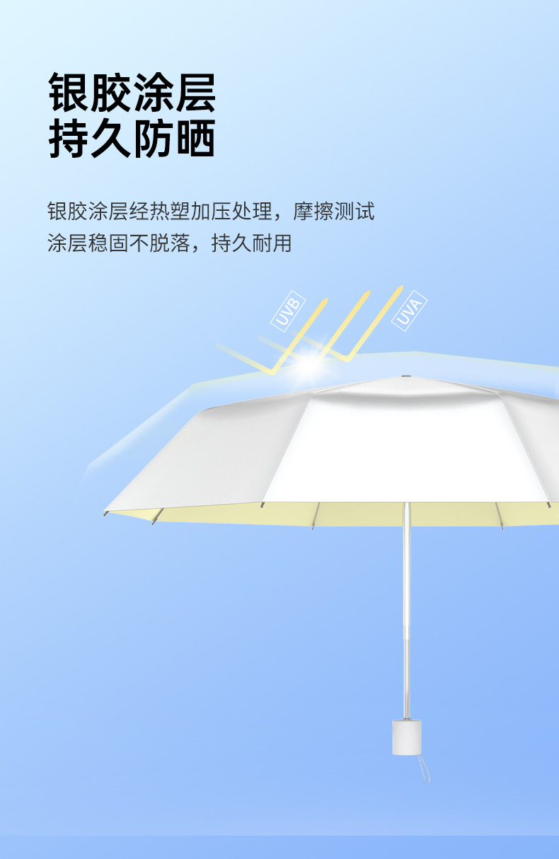 日系超轻三折全自动6骨晴雨两用伞遮阳钛银防晒太阳礼品广告伞详情8