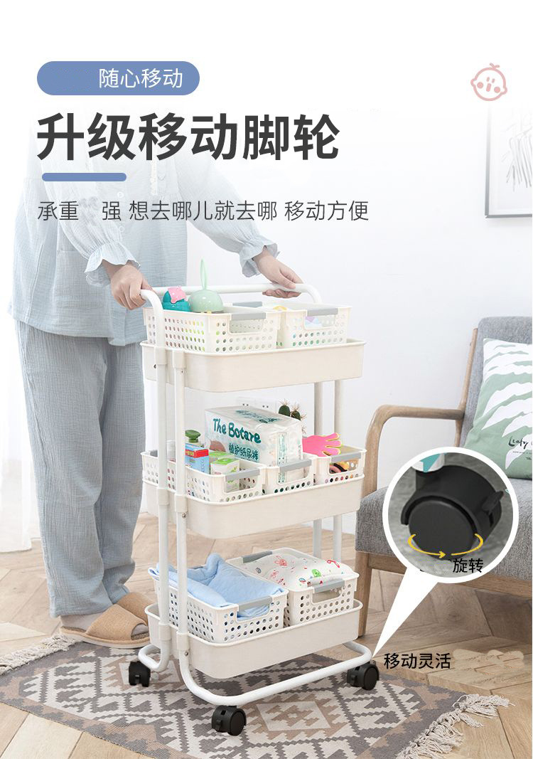Floor-standing kitchen, mobile snack rack, trolley, storage rack, multi-layer kitchen storage, mobile snack trolley pic 7