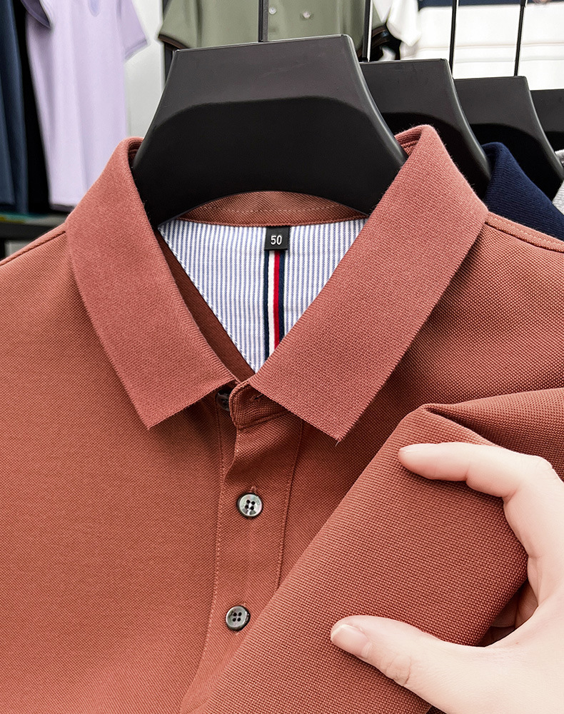 细珠地纯棉polo衫短袖男夏季新款中年纯色商务休闲翻领男士t恤详情26