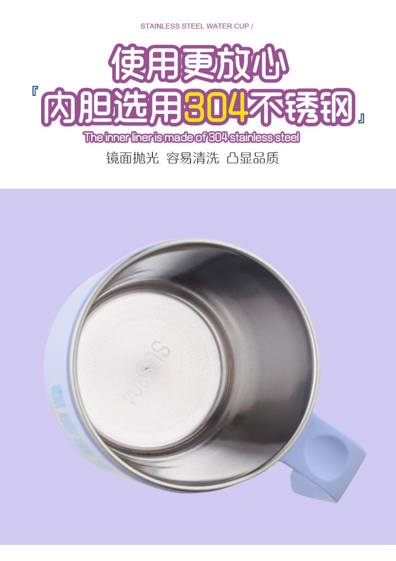 Simple water cup with handle, household and office sealed water cup, mug, student water cup with straw, stainless steel water cup pic 7