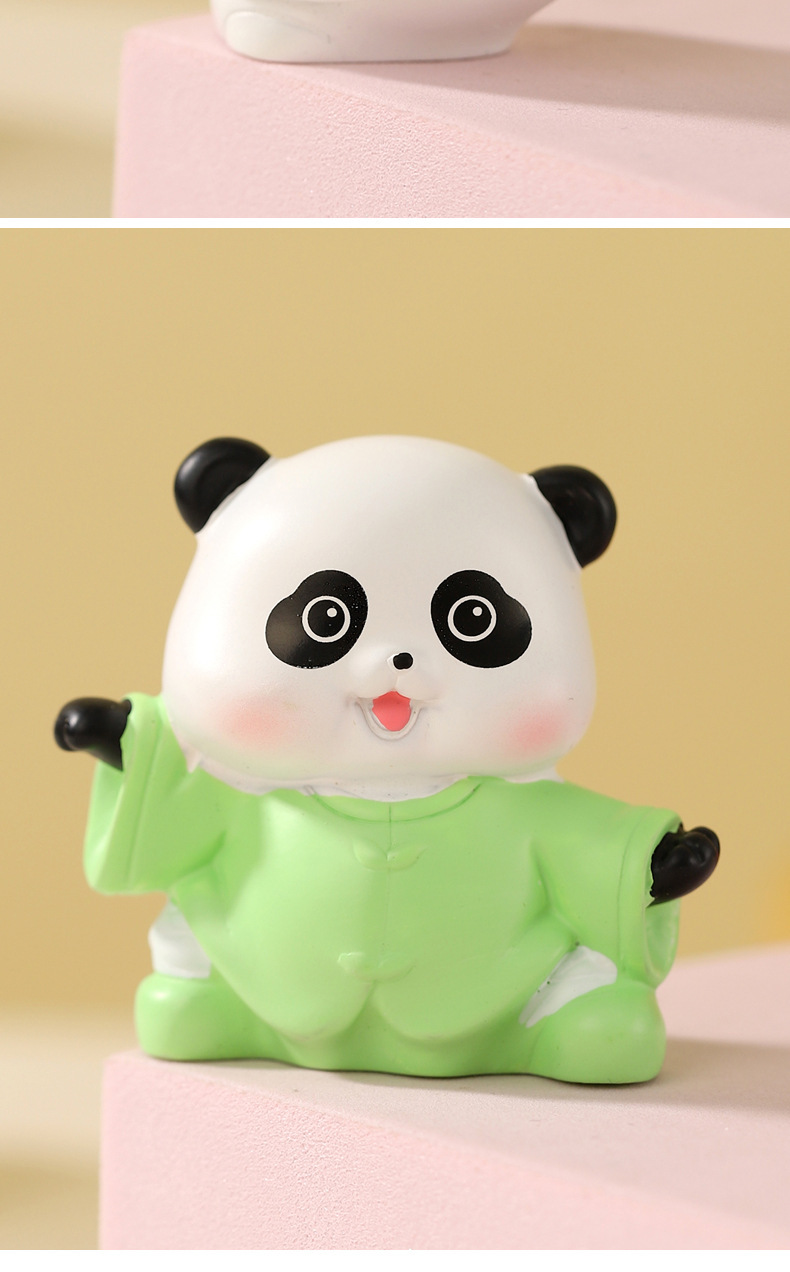 萌趣熊猫迷你摆件治愈系可爱办公室桌面装饰汽车内饰礼品批发工厂详情8