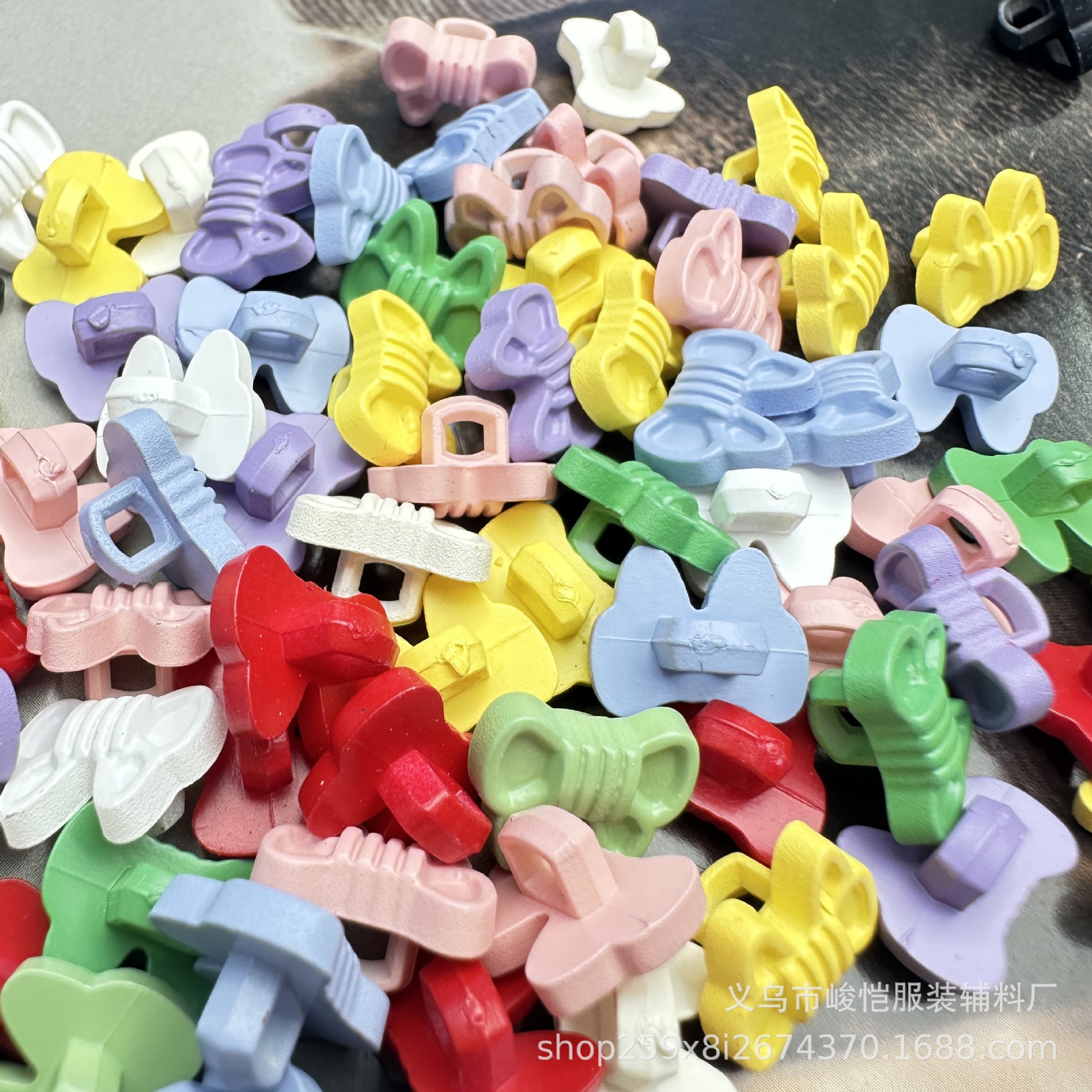 扁蝴蝶结滴油烤漆合金配件diy手工饰品手机链多巴胺直孔高脚纽扣详情1