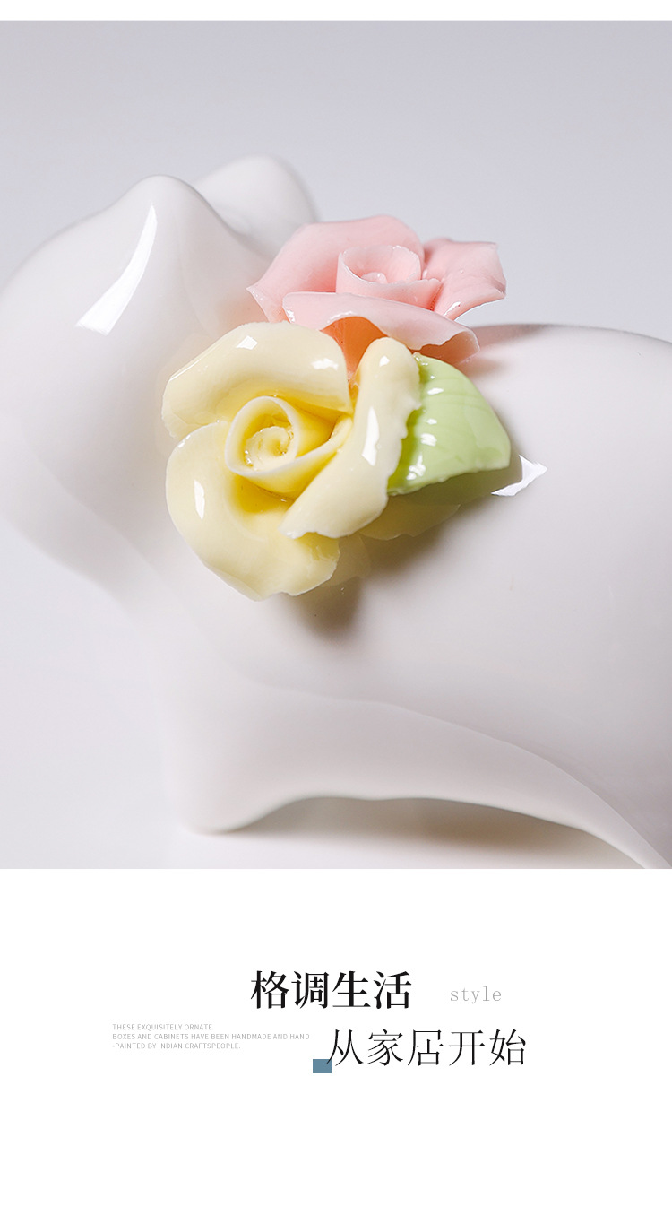 2026, a creative home tabletop decoration ceramic flower arrangement featuring hand-molded miniature cats in a jade-like white color pic 7