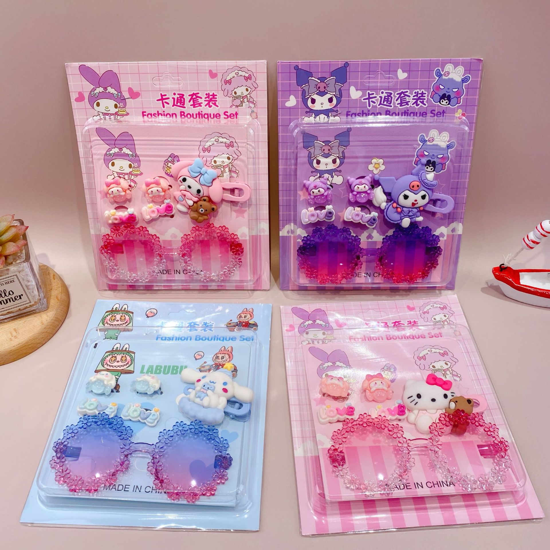 新款哒哒咘眼镜卡通皮筋发夹饰品套装可爱少女心装扮潮玩时尚精品详情30