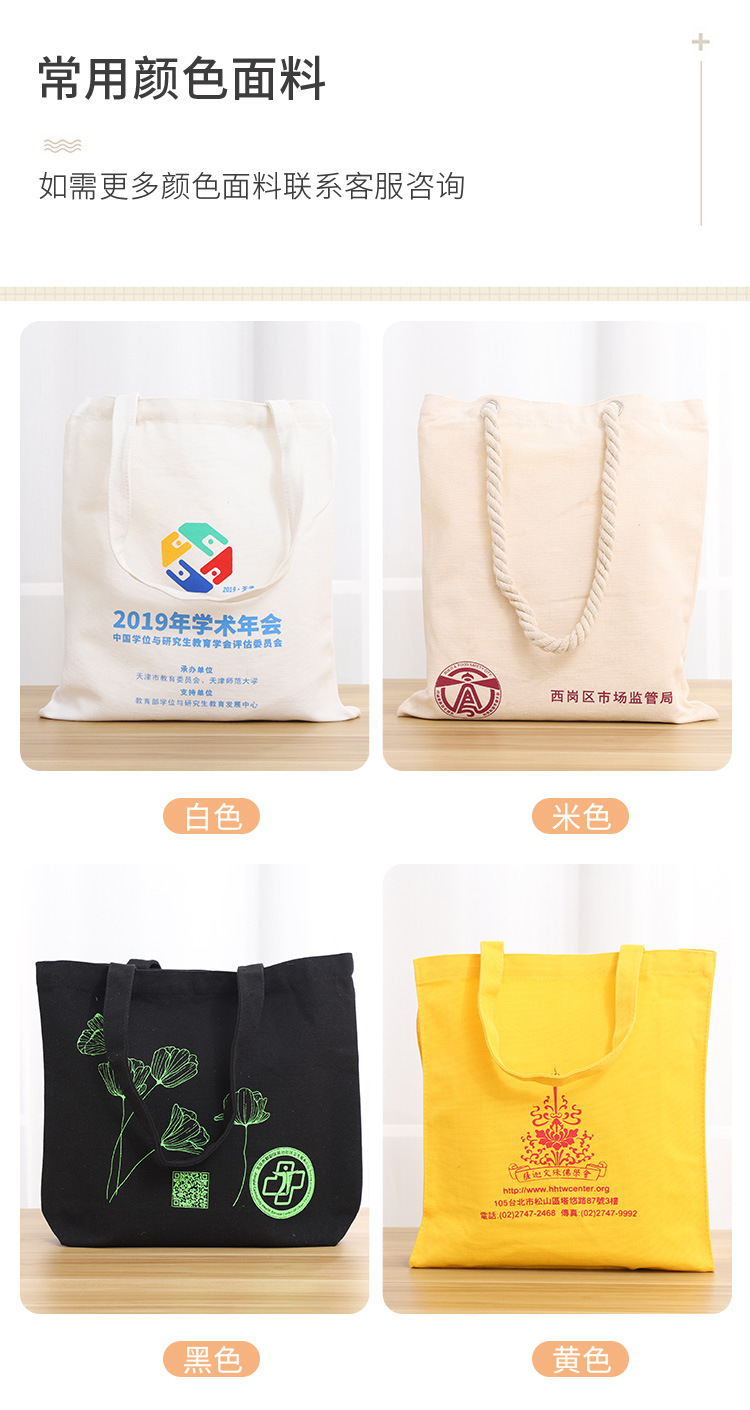 Customized canvas bags, wholesale tote bags, large-capacity DuPont handbags, custom-made eco-friendly cotton drawstrap bags with logo printing pic 8