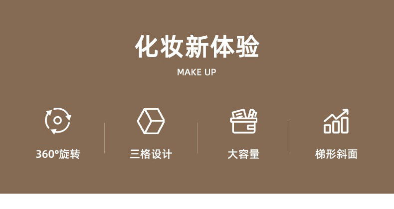 Aiyouhui Rotating Lipstick storage box, desktop Japanese-style makeup brush holder, dressing table, eyeshadow and manicure oil powder, brush bucket pic 4