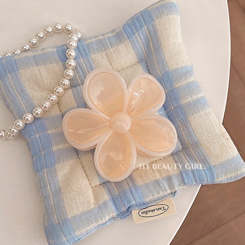 甜美五瓣花果冻色拼接发夹鸡蛋花盘发鲨鱼夹发饰详情21