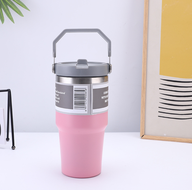 跨境简约大容量双层冰霸杯便携提手耐高温吸管杯汽车杯水杯保温杯详情11