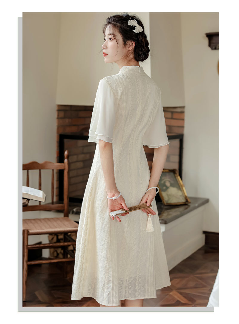 A new Chinese-style modified retro Chinese style, gentle daily cheongsam with buttoned-up buttons, slimming dress pic 13