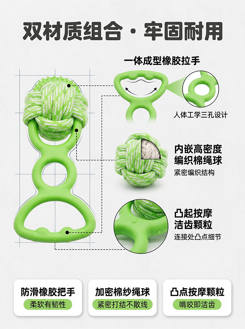 Macaron multi-color pet drawstring knot toy, wear-resistant cotton rope, dog to relieve boredom, teeth grinding, biting pet daily necessities pic 4