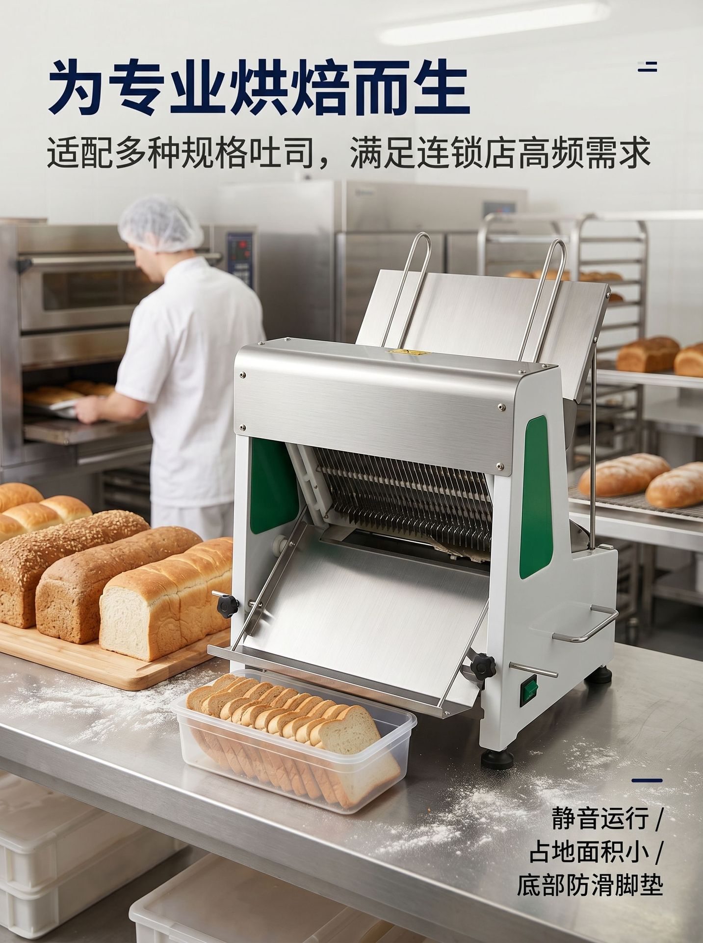 Commercial bread slicer, fully automatic toast slicer, hamburger uniform slicer equipment, specially designed for bakeries pic 7