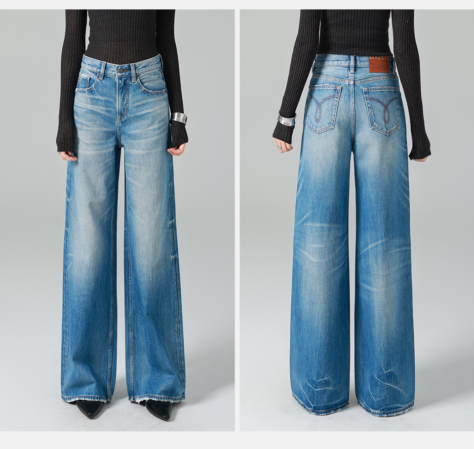 Washed denim/high-waisted jeans for women, loose, wide-leg straight-leg pants with a laid-back and relaxed look, new Spring 26 style, slimming pic 17