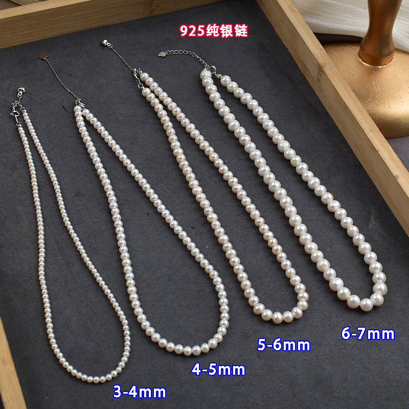 天然淡水baby小珍珠项链女925银近圆珠简约素链日常百搭锁骨链详情5