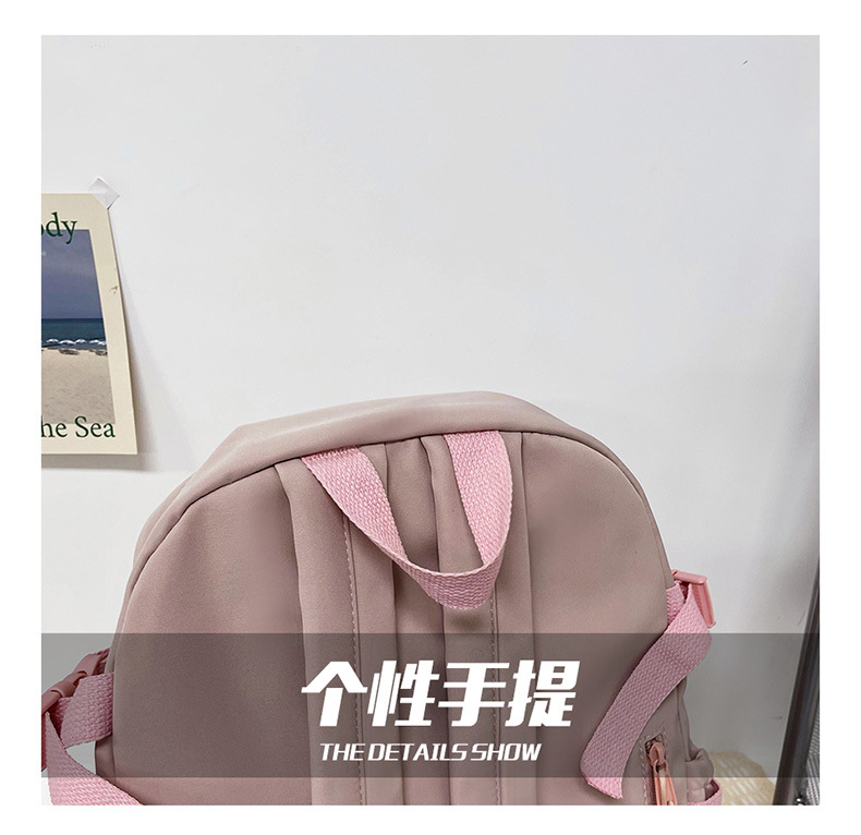 跨境学生双肩包复古纯色小清新休闲书包初中生电脑背包大学生书包详情8