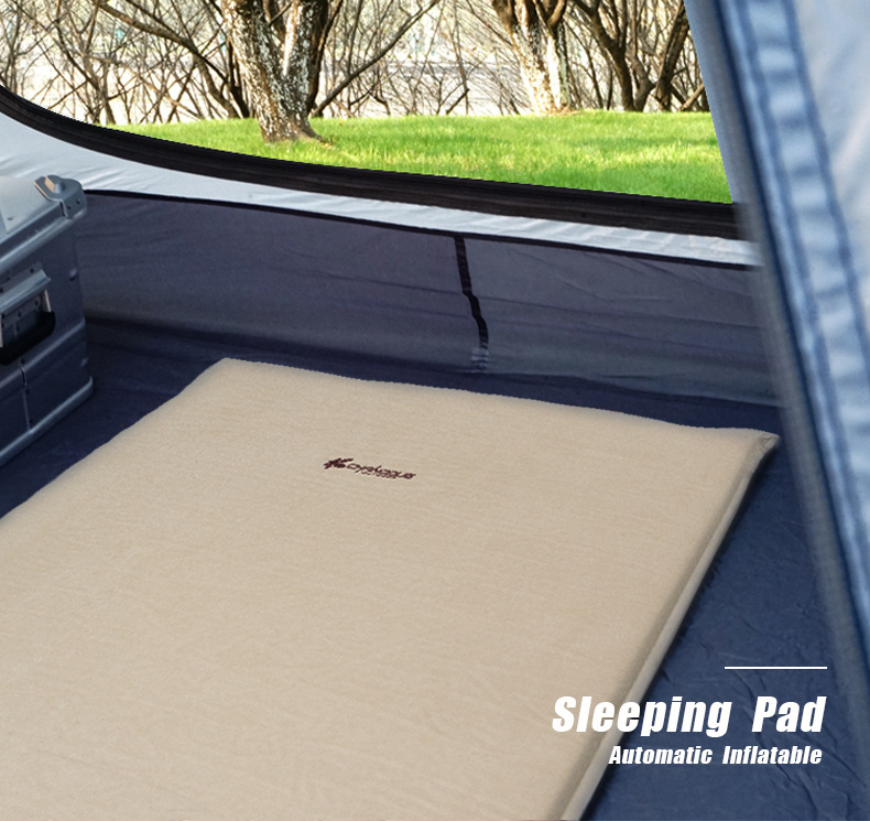 10cm comfortable suede thickened camping sponge inflatable pad, outdoor camping inflatable moisture-proof mattress in stock pic 1