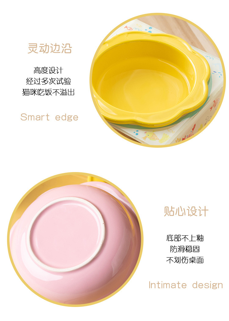 Cartoon pet bowl, acrylic stand, flower ceramic cat bowl, height-increasing dining table, single bowl stand for cats and dogs, neck guard to prevent knocking pic 14