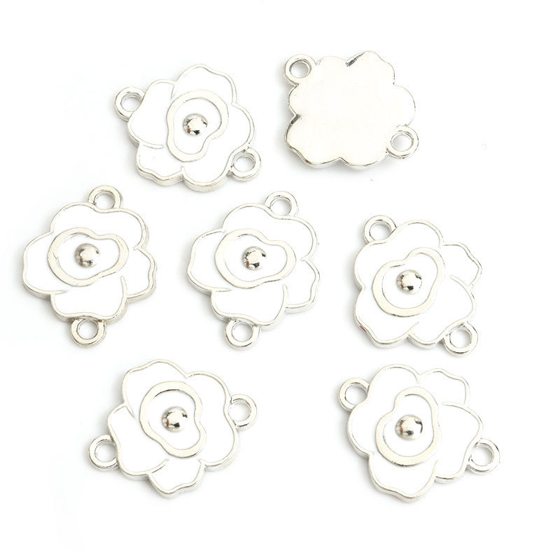 双吊玫瑰花朵滴油挂件 双孔花卉DIY饰品配件连接吊坠手链项链配饰详情13