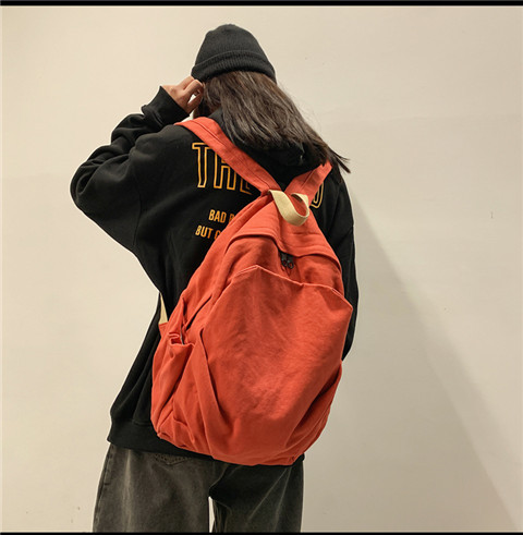 书包女ins风复古森系帆布双肩包日系原宿高中大学生简约百搭背包详情24
