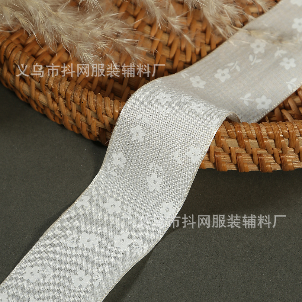 3.8cm double-sided printed tulip handmade DIY bow hair accessory shoes and hats flower gift box packaging strap pic 4