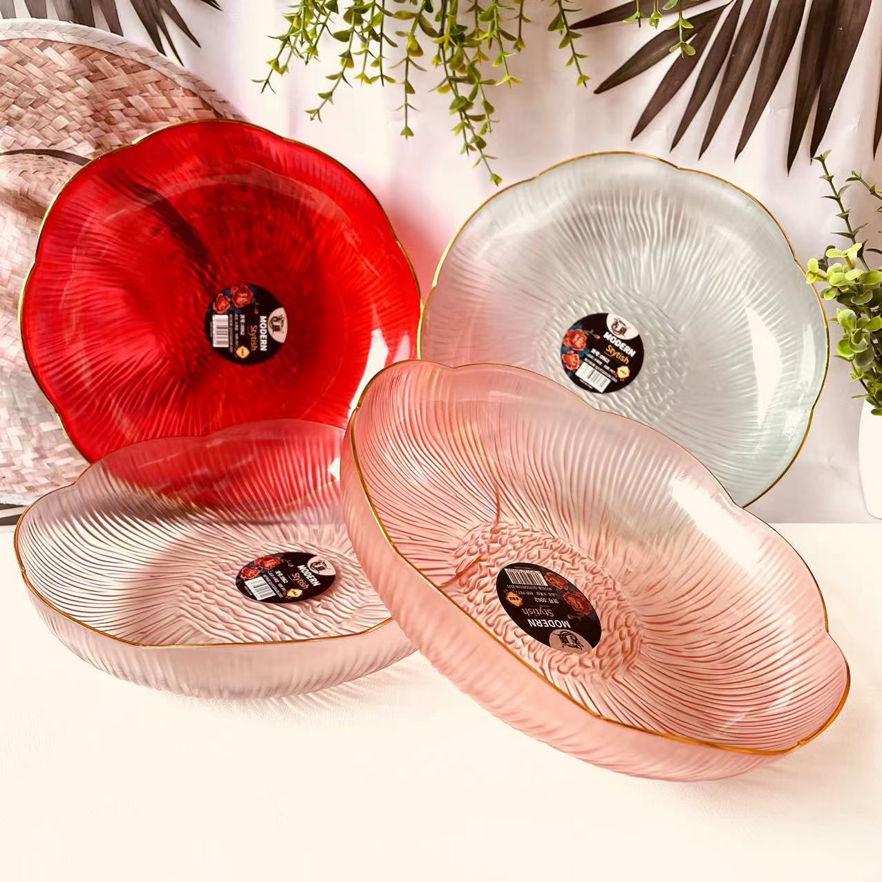 【 Districts 3-7 】0962 Golden Border Platter 5/ bag 140/ box 0962 Golden Border Fruit Platter Wedding and Housemoving Platter Dried Fruit and Joy Platter Large Size Red Border Platter Household wholesale 2 yuan pic 3